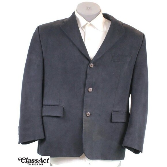 Chaps By Ralph Lauren Blazer Black Suede 2 Button Sport Coat Men's 44S - Picture 1 of 9